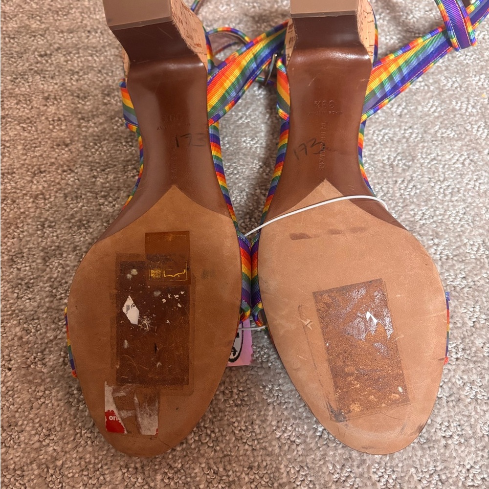 Tabitha Simmons Letitia rainbow stripe silk Sandals - Picture 8 of 9